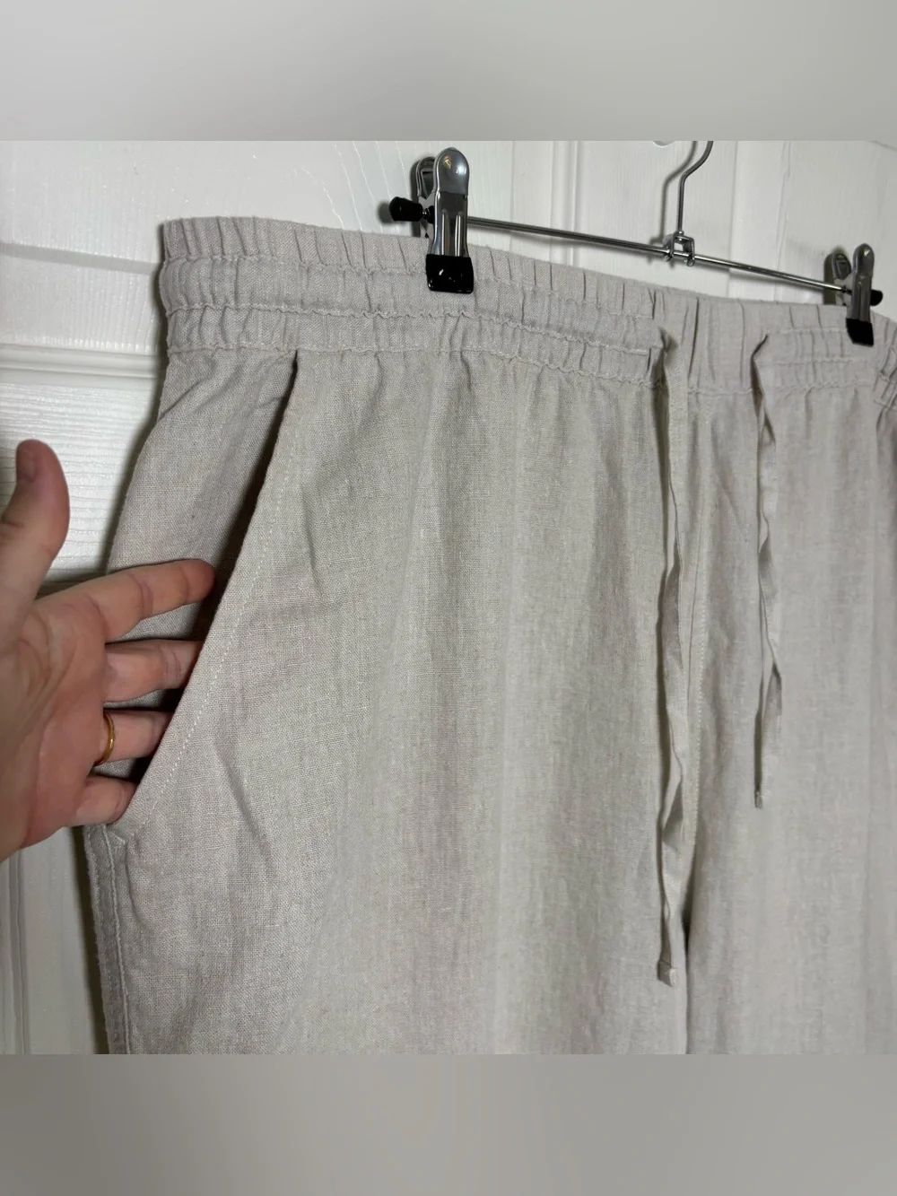 The Vermont Country Store Linen Blend Pants Men 2X Beige Pull On Resort Casual